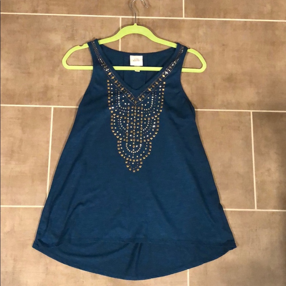 Knox Rose Blue Top With Metal Embellishments